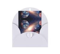 Tarjeta de felicitación para el Día de la Madre, Navidad, universo, planeta, impresión, papel perlado, 10 x 15 cm, con sobre, para cumpleaños, agradecimiento