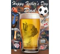 Tarjeta de felicitación para el día del padre, diseño de bulldog francés, tamaño A5, con texto en inglés "Dad Things Step Dad" y pub Beer PP56