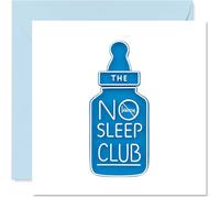 Tarjeta de felicitación para recién nacido, con texto en inglés "No Sleep Club", felicitaciones para recién nacido, felicitaciones, bienvenido al mundo, regalos para el hogar, tarjetas de felicitación