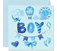 Tarjeta de felicitación para recién nacido, tarjetas de felicitación para recién nacido, tarjetas de felicitación para recién nacidos, tarjetas de felicitación para recién nacidos, tarjetas de felicitación de recién nacido, regalos de bienvenida al mundo, tarjetas de felicitación para padres de bebé de 145 mm x 145 mm