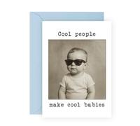 Tarjeta de felicitación para recién nacidos, con texto en inglés «Cool People Make Cool Babies», tarjeta de felicitación para padres, mamá, papá, hermano, hermana, amigos, mejor amiga, amigo, él, ella