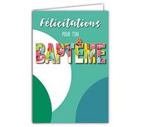 Tarjeta de felicitación por tono bapetimo peladillas para niño y niña mixta con sobre formato 12 x 17,5 cm, papel de 300 gr procedente de bosques gestionados de forma sostenible brillante fabricado en