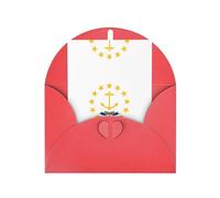 Tarjeta de felicitación roja con sobre a juego, impresión de la bandera del estado de Rhode Island, diseño bendecido en blanco, tarjetas de notas humorísticas de papel perlado