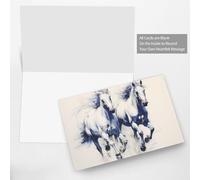 Tarjeta de felicitación roja en blanco y perla, hermoso bloque de notas en blanco VVXBHGR, patrón de caballo corriendo