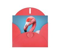 Tarjeta de felicitación roja en blanco y perla, hermoso bloque de notas en blanco VVXBHGR The Mighty Flamingo Pattern