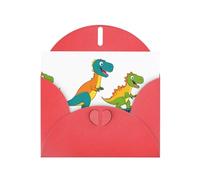 Tarjeta de felicitación roja YYHWHJDE con dos pequeños dinosaurios deslizantes, imagen perfecta para el día de San Valentín, aniversario de boda e invitaciones de fiesta