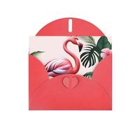 Tarjeta de felicitación romántica de papel perlado con estampado de flamencos en blanco, adecuada para invitación de cumpleaños, boda, fiesta, con sobre rojo