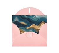 Tarjeta de felicitación rosa con diseño de cuadros en blanco y perlas, hermoso bloque de notas en blanco VVXBHGR, patrón de ondas en el campo de trigo