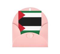 Tarjeta de felicitación rosa con sobre a juego, impresión de la bandera del Estado de Palestina, diseño bendecido en blanco, tarjetas de notas humorísticas de papel perlado