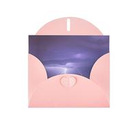 Tarjeta de felicitación rosa con sobres, impresión de tormenta de relámpago, perfecta para cumpleaños, boda, día de San Valentín y más, tarjetas en blanco