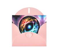 Tarjeta de felicitación rosa con sobres, maravillosa impresión del universo perfecta para cumpleaños, boda, día de San Valentín y más, tarjetas en blanco