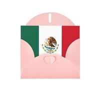 Tarjeta de felicitación rosa con sobres, tarjetas en blanco con impresión de bandera de México para cumpleaños, boda, aliento, ocasiones bendecidas