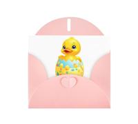 Tarjeta de felicitación rosa DLXW Little Yellow Duck on the Easter Egg Pattern para Navidad, cumpleaños infantil, día de San Valentín, aniversario de boda e invitación a fiesta