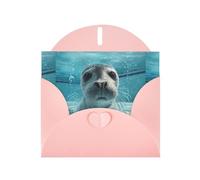 Tarjeta de felicitación rosa DLXW Seals in the pool Pattern para Navidad, cumpleaños infantil, día de San Valentín, aniversario de boda e invitación a fiesta