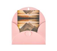 Tarjeta de felicitación rosa - Tarjeta de felicitación vintage con impresión de gran pirámide egipcia en blanco para cumpleaños, boda, día de San Valentín e invitación a fiestas