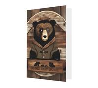 Tarjeta de felicitación rústica de oso de cabaña, 10,2 x 15,2 cm, embalaje de sobre en forma de corazón, adecuada para todas las ocasiones.