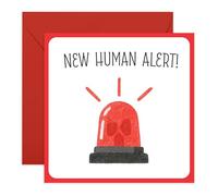 Tarjeta de felicitación - Sirena roja "New Human Alert" - Tarjeta de celebración, baby shower para nuevos padres, mamá, papá, hermano, hermana, colegas, vecino, hijo, hija, familia - viene con