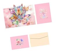 Tarjeta de felicitación tallada en papel con diseño de flores y mariposas, hecha a mano, para el día del profesor, incluye sobre a juego para enviar por correo