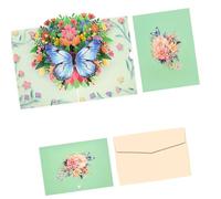 Tarjeta de felicitación tallada en papel con diseño de flores y mariposas, hecha a mano, para el día del profesor, incluye sobre a juego para enviar por correo