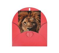 Tarjeta de felicitación The Lion's Gaze con página interior en blanco, incluye sobre, 10 x 15 cm, para invitaciones de aniversario y fiestas.