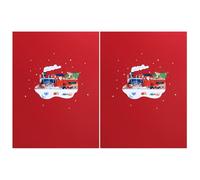 Tarjeta de felicitación única de tren navideño, elegante tarjeta de felicitación de tren de Navidad, tarjeta de felicitación de diseño artístico para deseos, tarjeta sorpresa de vacaciones
