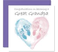 Tarjeta de felicitación unisex para el bisabuelo con texto en inglés "Twins Congrats Becoming - Well Done Felicitaciones para el nuevo bisabuelo, 145 mm, tarjetas de felicitación de bienvenida al