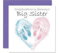 Tarjeta de felicitación unisex para hermana con texto en inglés "Twins Congrats Becoming - Well Done Felicitaciones para nueva hermana, 145 mm, tarjetas de felicitación de bienvenida al mundo