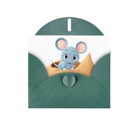 Tarjeta de felicitación verde oscuro con diseño de DLXW Little Mouse in the Sandpit para Navidad, cumpleaños infantil, día de San Valentín, aniversario de boda e invitación a fiestas