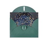 Tarjeta de felicitación verde oscuro con diseño de estrellas DLXW en un plato para Navidad, cumpleaños infantil, día de San Valentín, aniversario de boda e invitación a fiestas