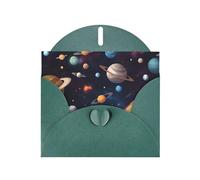 Tarjeta de felicitación verde oscuro con diseño de galaxia del espacio exterior del universo WHJSHOP - Papel nacarado de alta gama, doble cara, efecto perlado, hebilla de amor, sobre de papel perlado