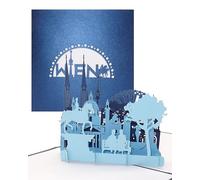 'Tarjeta de felicitación "Viena - panorámico con rueda de la Fortuna - 3d pop up tarjeta con Skyline de Viena - Ciudades tarjeta como Souvenir, Invitación & Viaje cupones para City Trip