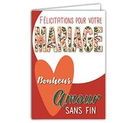 Tarjeta de felicitaciones regalo de boda para todas las parejas amor felicidad corazón con sobre formato 12 x 17,5 cm, papel de 300 gr procedente de bosques gestionados de forma sostenible brillante