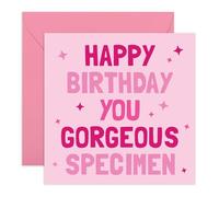 Tarjeta de feliz cumpleaños con diseño de espécimen, divertida celebración rosa para mejor amiga, novia, esposa, hermana, hija, sobrina, mujeres fabulosas, reinas glamorosas, colegas, viene con