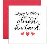 Tarjeta de feliz cumpleaños para casi marido, regalo de prometido, diseño elegante, para pareja, novio, cónyuge, interior en blanco con sobre