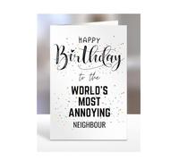 Tarjeta de feliz cumpleaños para el vecino más molesto del mundo, divertida, broma, regalos tontos para hombres, mujeres, regalo para mi molesto, A5-122_146