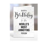 Tarjeta de feliz cumpleaños para la persona más molesta del mundo, divertida, broma, regalos tontos para hombres, mujeres, regalo para mi molesto, A5-122_156