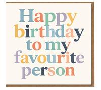 Tarjeta de feliz cumpleaños para mi persona favorita, diseño tipográfico colorido, tarjeta de cumpleaños dulce para pareja, mejor amigo o ser querido