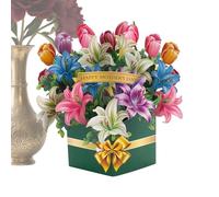 Tarjeta de Flores - Suministros para Fiestas Festivas 3D con Mensajes de Bendición | Tarjeta de Papel para el Día del Maestro,para Esposa Esposo Madre Padre Novia Cumpleaños Día de San Valentín Boda