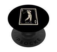 Tarjeta de Golfista Vintage para Amantes del Golf, Pasatiempos en el Campo de Golf PopSockets PopGrip Adhesivo