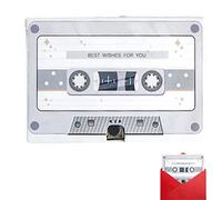 Tarjeta de grabación de voz, tarjeta de felicitación, grabadora de voz, tarjetas de felicitación de cumpleaños en forma de cassette retro, 30 segundos, graba su propio mensaje de voz y envíelo