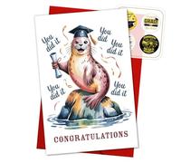 Tarjeta de graduación de león marino divertida para la universidad, tarjetas de graduación, regalo de animales para estudiantes de secundaria, hija, hijo, él, sus amigos, felicitaciones, tarjeta de