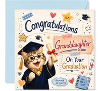 Tarjeta de graduación orgullosa para nieta, diseño de patas radiantes