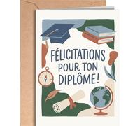 Tarjeta de graduación - Tarjeta de felicitaciones Diplome para hombre y mujer - Regalo de éxito Diplome, Patente de los colegios, Bachillerato - Felicitaciones on Your Graduation para niña, hijo - EU