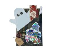 Tarjeta de Halloween hecha a mano con cita a ciegas con un libro