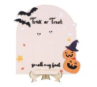 Tarjeta de hito de madera personalizada con la primera huella de Halloween del bebé, truco o trato, letrero de huella de bebé, recuerdo de Halloween, manualidades, manualidades, decoración de