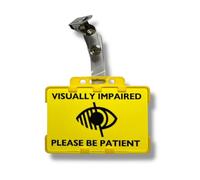 Tarjeta de identificación con discapacidad visual con clip de cocodrilo