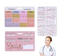 Tarjeta de identificación de Ekg: paquete compacto de hojas de trucos de Ecg, guía flash de ritmo cardíaco, accesorio para enfermera médica, referencia de inserción de cordón duradero y fácil de leer