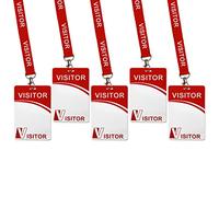 Tarjeta de identificación de visitante con clip para cordón, pase temporal reutilizable, etiqueta de nombre de plástico resistente para empresa, escuela, exposición (5 unidades)