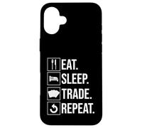 Tarjeta de Intercambio Eat Sleep Trade Repeat Carcasa para iPhone 16 Plus