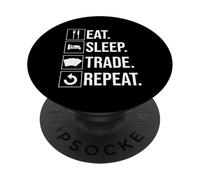 Tarjeta de Intercambio Eat Sleep Trade Repeat PopSockets PopGrip Adhesivo